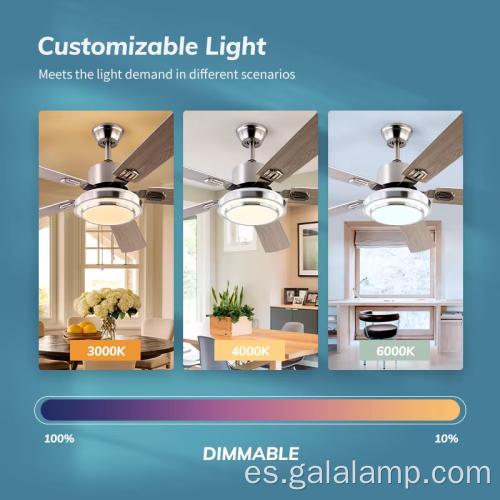 Ventilador de techo LED moderno con luz